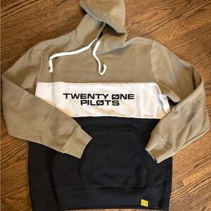 Twenty One Pilots TOP Men's Trench Tan, White, and Black Hoodie